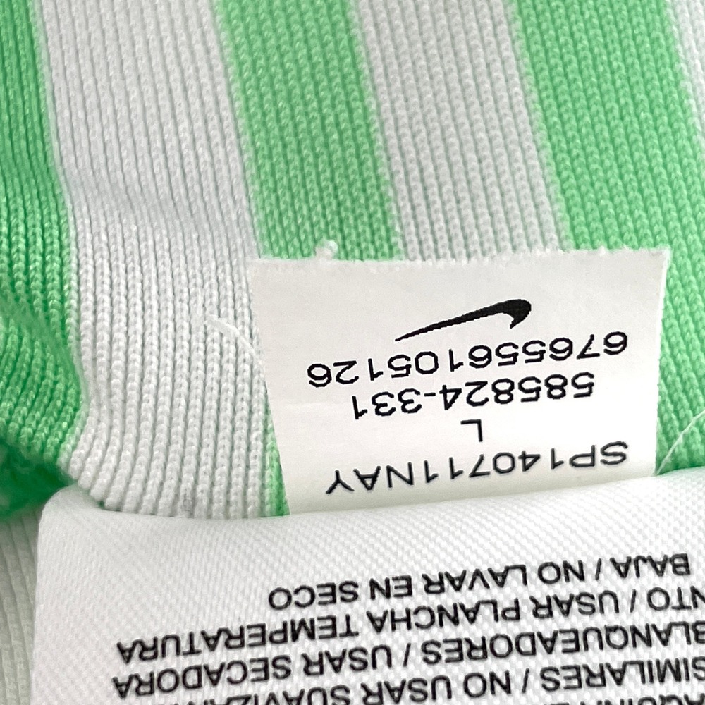 Nike Golf US Open Polo Mens Large Green White Striped Performance Polo Shirt - Picture 8 of 9